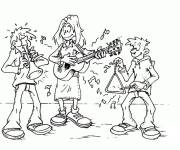 Coloriage Groupe de musique adolescent