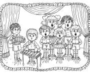 Coloriage Groupe des petits musiciens