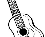 Coloriage Guitare &agrave; 6 cordes en noir et blanc