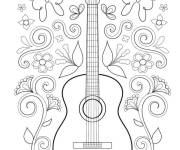 Coloriage Guitare &agrave; motif en ligne