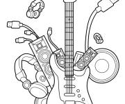 Coloriage Guitare &eacute;lectrique avec haut-parleurs