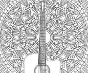 Coloriage Guitare en forme de mandala de soleil