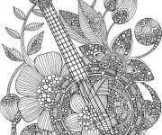 Coloriage Guitare instrument de musique anti-stress