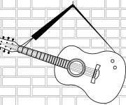 Coloriage Guitare pendu