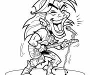 Coloriage Guitariste artiste de rock