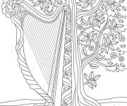 Coloriage Harpe pr&eacute;s d'un arbre