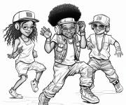 Coloriage Hip Hop et le danse d'enfants