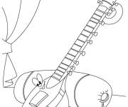 Coloriage Instrument de musique sur le lit