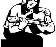 Coloriage Jeune guitariste en noir et blanc
