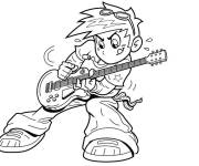 Coloriage Jeune guitariste style cartoon