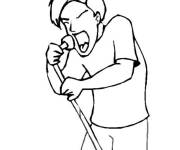 Coloriage et dessins gratuit Jeune qui chante au publique à imprimer