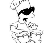 Coloriage Jouer au tambourin de dessin anim&eacute;