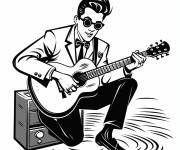 Coloriage Joueur de Musique rock des ann&eacute;es 50