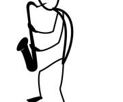Coloriage et dessins gratuit joueur de saxophone dessin&eacute; &agrave; la main à imprimer
