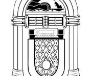 Coloriage jukebox de musique antique