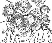 Coloriage La bande des fillette en plein &eacute;v&egrave;nement musical