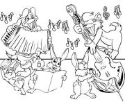 Coloriage La f&ecirc;te des animaux en musique