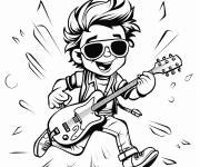 Coloriage La joie d'enfant joueur de Rock and Roll