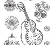 Coloriage La musique pendant le jour des morts