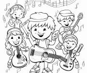 Coloriage La passion de pratiquer la musique
