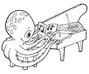 Coloriage La pieuvre pianiste
