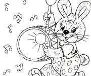 Coloriage Lapin qui aime la musique