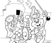 Coloriage Lapins musiciens