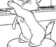 Coloriage Le chat veut apprendre &agrave; jouer sur le piano