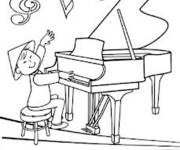 Coloriage Le petit gar&ccedil;on chinois jouant au piano