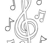 Coloriage Le sol entour&eacute; par les notes de musique