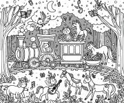 Coloriage Le train de la musique