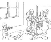 Coloriage Le&ccedil;on de musique en classe