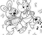 Coloriage Les animaux qui aiment la musique
