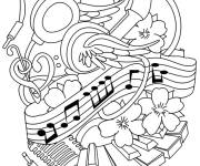 Coloriage Les m&eacute;lodie musicale &agrave; motif en dessin