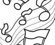 Coloriage Les notes de musique en dansant sur une planche