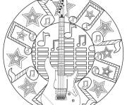Coloriage Mandala de musique en note adorable