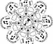 Coloriage Mandala de musique facile