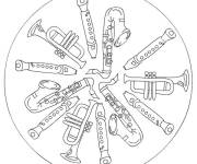 Coloriage Mandala musique saxophone