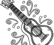 Coloriage Motifs d'un guitare de musique