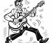 Coloriage Musicien de Musique rock des ann&eacute;es 50