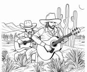 Coloriage Musique country western pour enfants