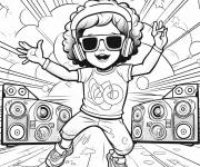 Coloriage Musique disco groovy pour enfants