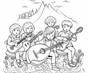 Coloriage Musique folklorique en plein air
