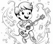 Coloriage Musique ind&eacute; pour enfants