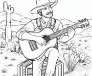 Coloriage Musique western en noir et blanc