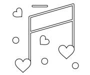 Coloriage Note de musique avec des c&oelig;urs d'amour