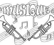 Coloriage Note de musique avec des instruments