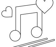 Coloriage Note de musique avec deux coeurs d'amour