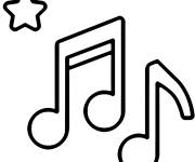 Coloriage note de musique avec une &eacute;toile