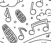 Coloriage Notes de musique dans le ciel